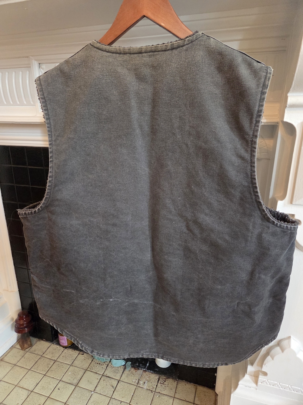 Vtg Carhartt Sherpa-Lined Duck Work Vest - XLT Petrol - Picture 9 of 10